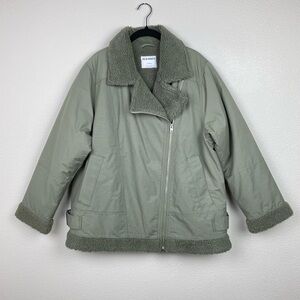 Old Navy Women's Large Sherpa-Lined Utility Jacket Dill Caper Green Coat